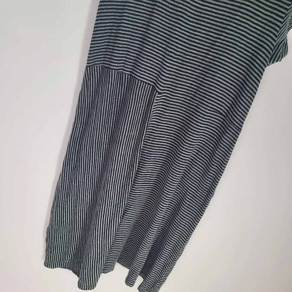 Eileen Fisher Organic Linen Jersey Stripe Dress Black And Green  Women's Small - Picture 6 of 9
